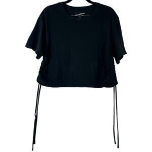 Universal Thread Black Cinched Side Cropped Short Sleeve Top Size M